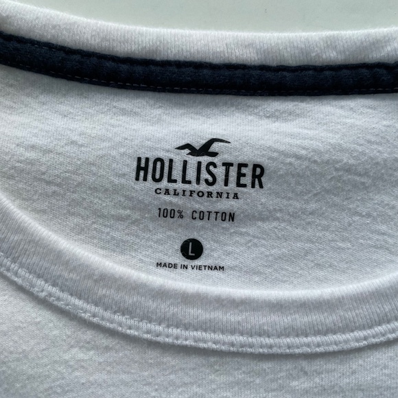 Hollister Mens T-Shirt Short Sleeve Sz L White California Red Logo Y2K Classic - Picture 3 of 7